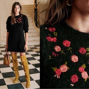 NWOT Sezane Uriel Black Sweater Dress size large